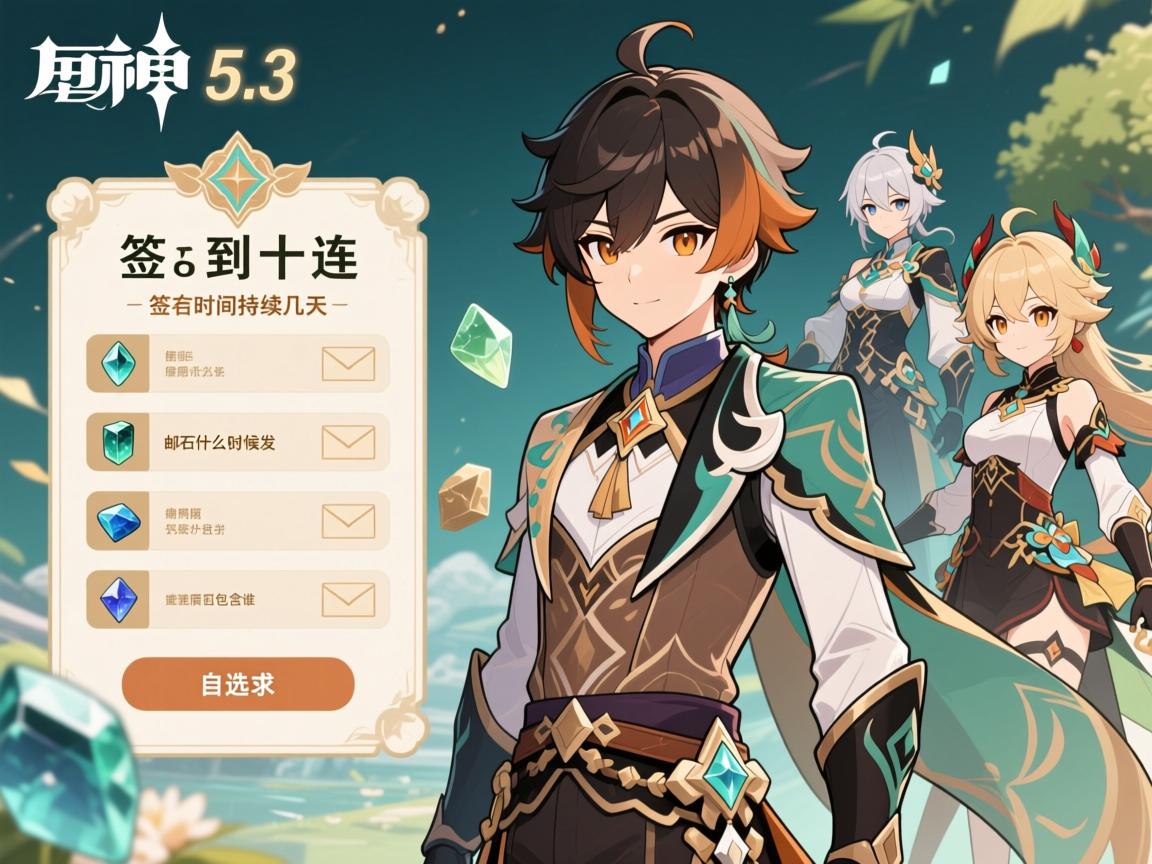 原神5.3版本签到十连,签到时间持续几天,邮箱原石什么时候发,自选角色包含谁 原神5.3版本签到十连,签到时间持续几天,邮箱原石什么时候发,自选角色包含谁