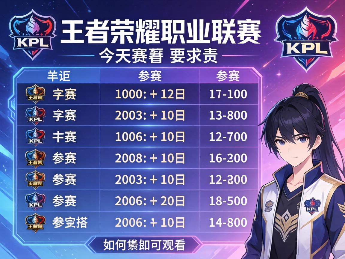 王者荣耀KPL职业联赛今天赛程,具体时间安排,哪些战队参赛,如何观赛 王者荣耀KPL职业联赛今天赛程,具体时间安排,哪些战队参赛,如何观赛
