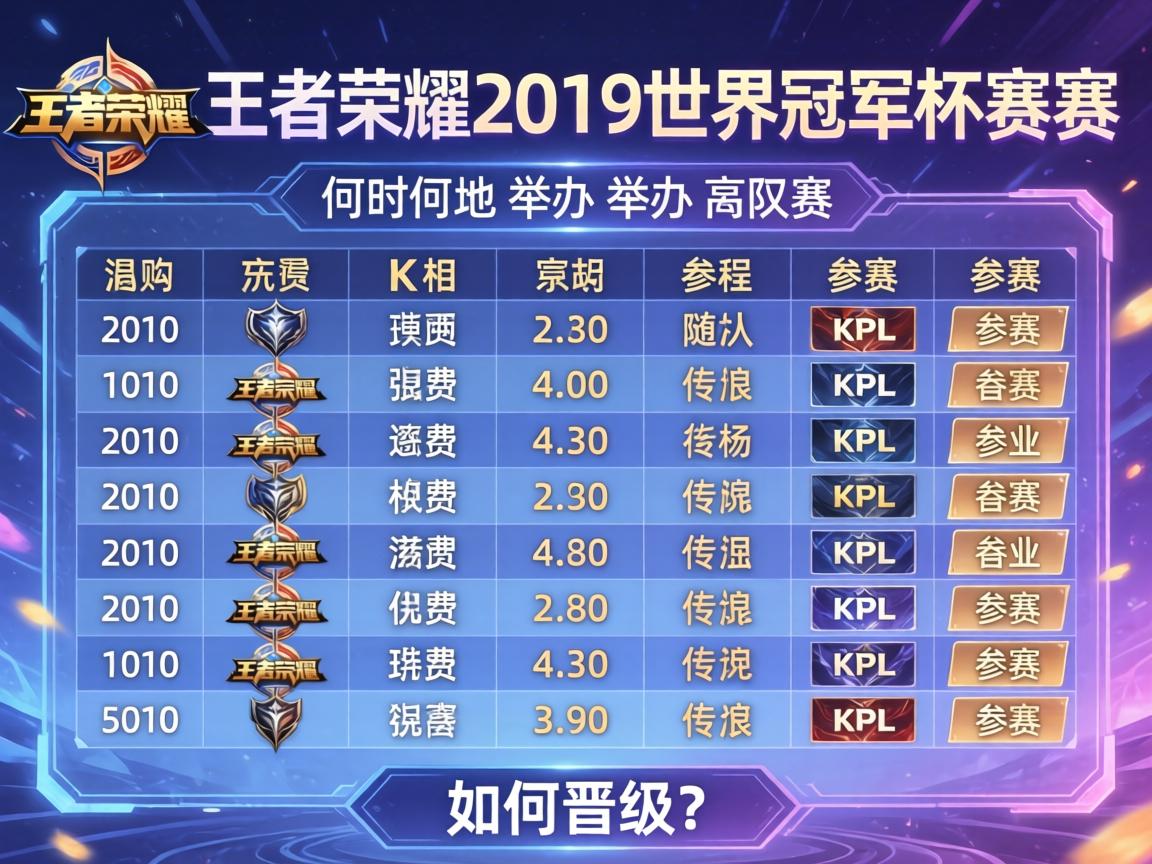 kpl王者荣耀2019世界冠军杯赛程,何时何地举办,哪些队伍参赛,如何晋级? kpl王者荣耀2019世界冠军杯赛程,何时何地举办,哪些队伍参赛,如何晋级?