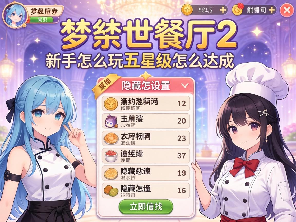 梦幻西餐厅2,新手怎么玩五星级怎么达成,菜单怎么设置,隐藏厨师怎么找 梦幻西餐厅2,新手怎么玩五星级怎么达成,菜单怎么设置,隐藏厨师怎么找